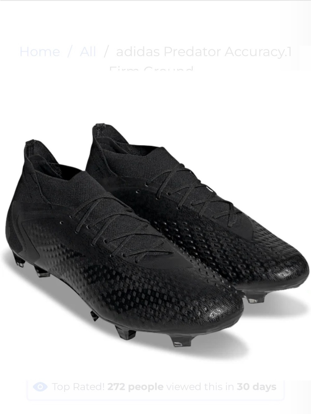 Adidas Predator Accuracy.1 FG Soccer Cleats – Core Black – Men’s 7.5
